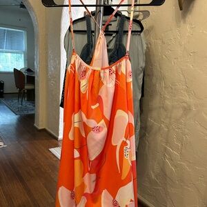 Vibrant Orange Floral Dress